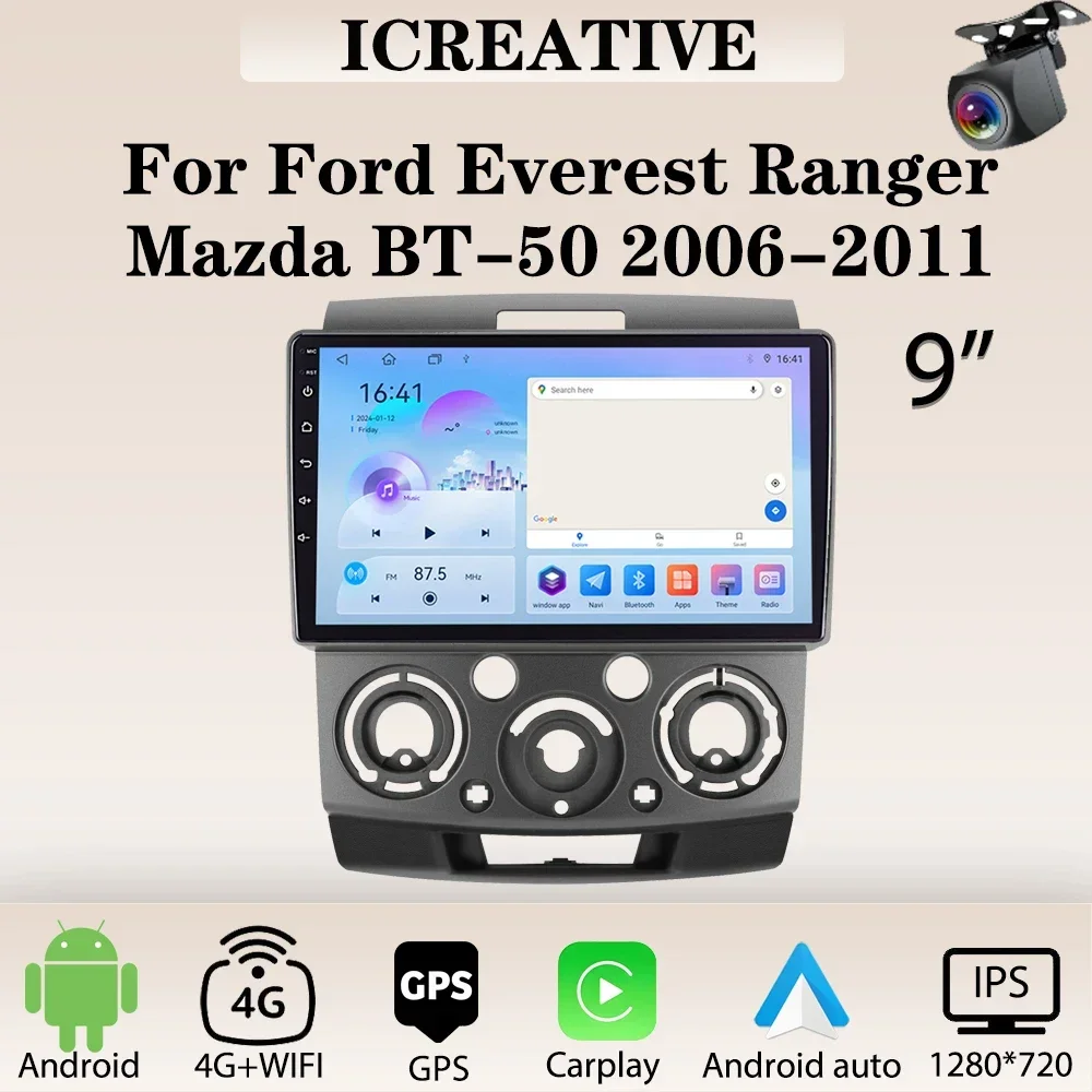 Autoradio Android für Ford Everest Ranger & Mazda BT50 2006-2011 Carplay Multimedia Player 2din Stereo Autoaudio Navigation GPS Image