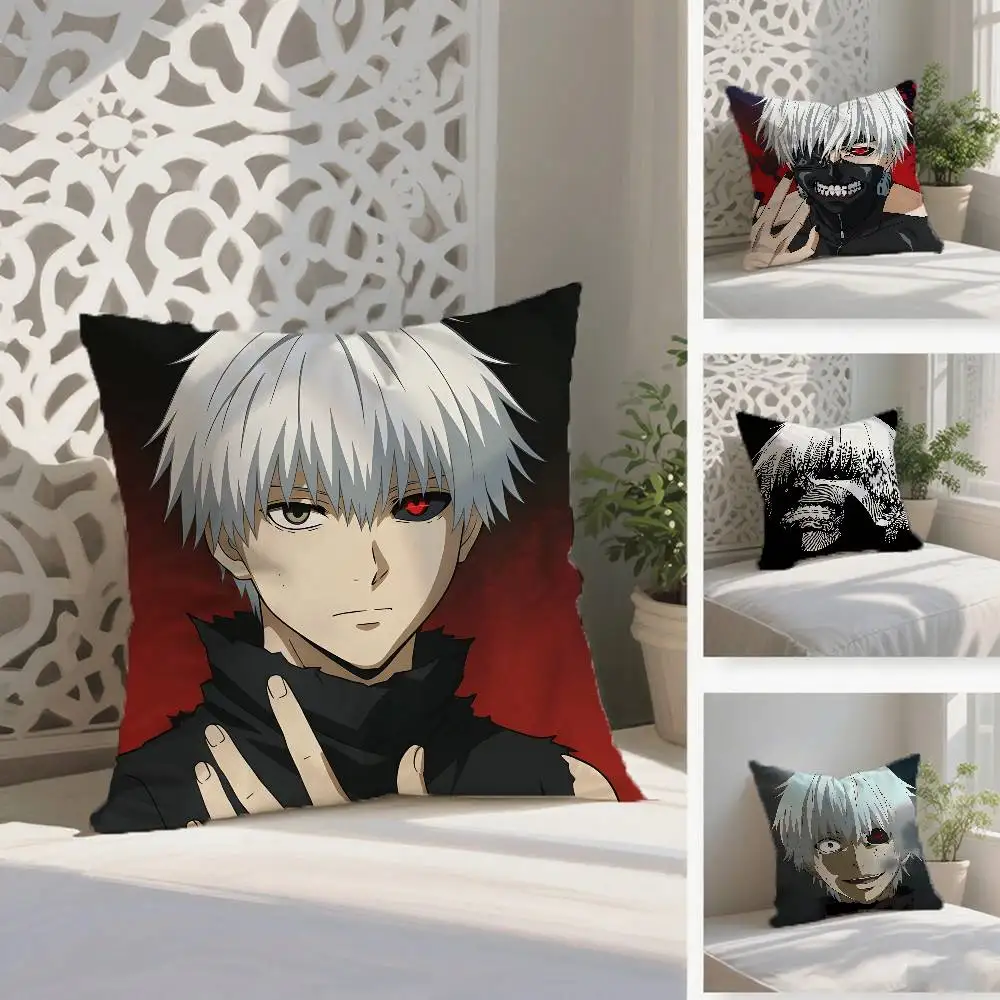 T-Tokyo G-Ghoul Kissenbezug, Anti-Dustmite-Kissenbezug, unsichtbarer Reißverschluss, seidiger kurzer Plüsch-Sofa-Kissenbezug Image