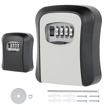 Lock Key Storage Box Wall Mount Outdoor Lock Box 4 Digit Combination Password Key Waterproof Holder for Home Office Key Storage