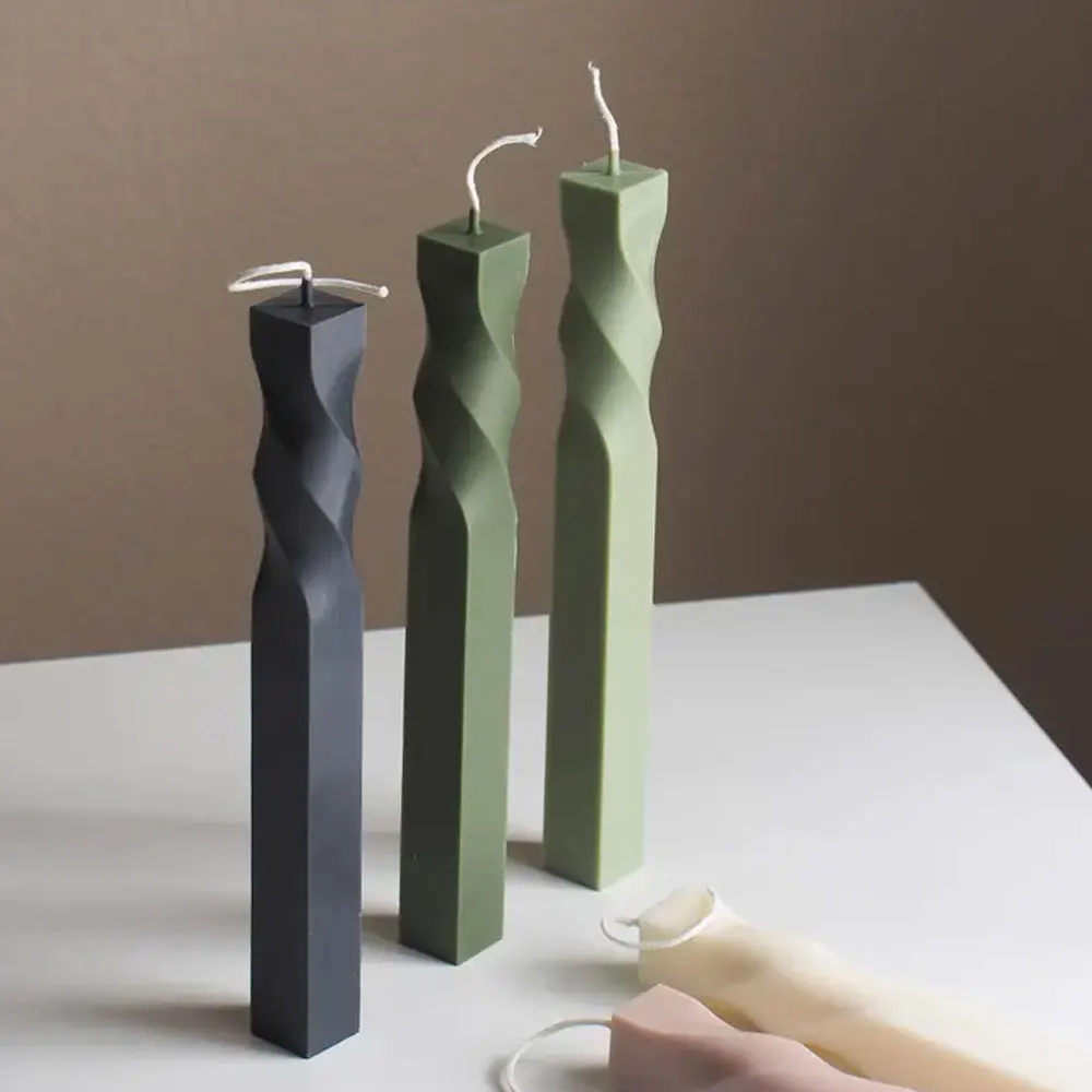 Twist Säule Acryl Kerze Form Geometrie Spirale Kegel Spalte Kunststoff Form DIY Duft Kerze Stick Halter Hochzeit Party Decor Image