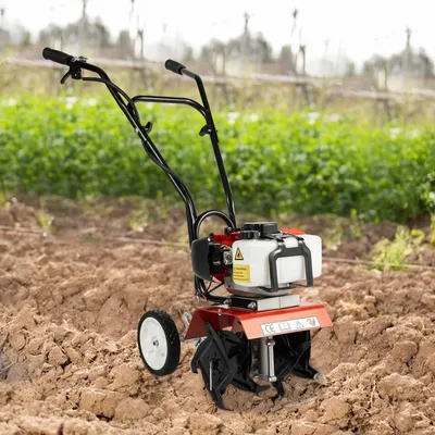 52CC Farm Cultivator Scarifier Garden Tiller Gasoline Farming Cultivation Tool Soil Loosening 4 Blades 1700W for Farmlands