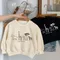 Felpe beige Abbigliamento primavera/autunno per bambini Animali dei cartoni animati Stampa Manica lunga Semplice Casual Girocollo Top Abbigliamento per bambini