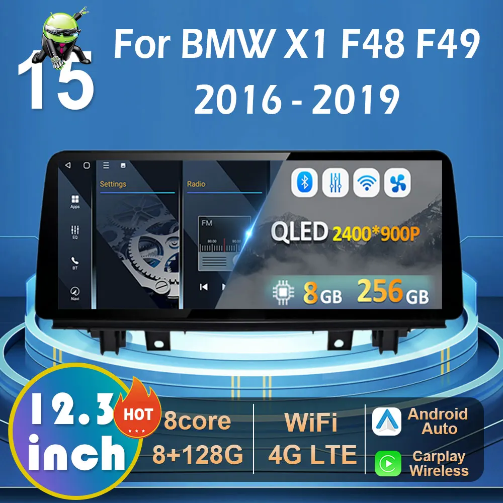 Für BMW X1 F48 F49 2016 - 2019 Auto-Multimedia-Radio-Player Android 15 WIFI Carplay GPS Navi BT Carplay DSP HD 2400*900P Bildschirm Image