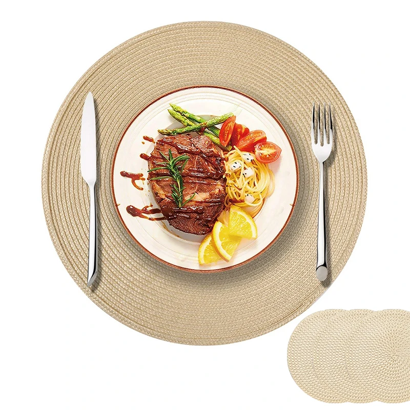 Runde geflochtene Tischsets, runde Tischsets für Esstische, 38,1 cm, waschbare Küchentisch-Tischsets für den Innenbereich Image