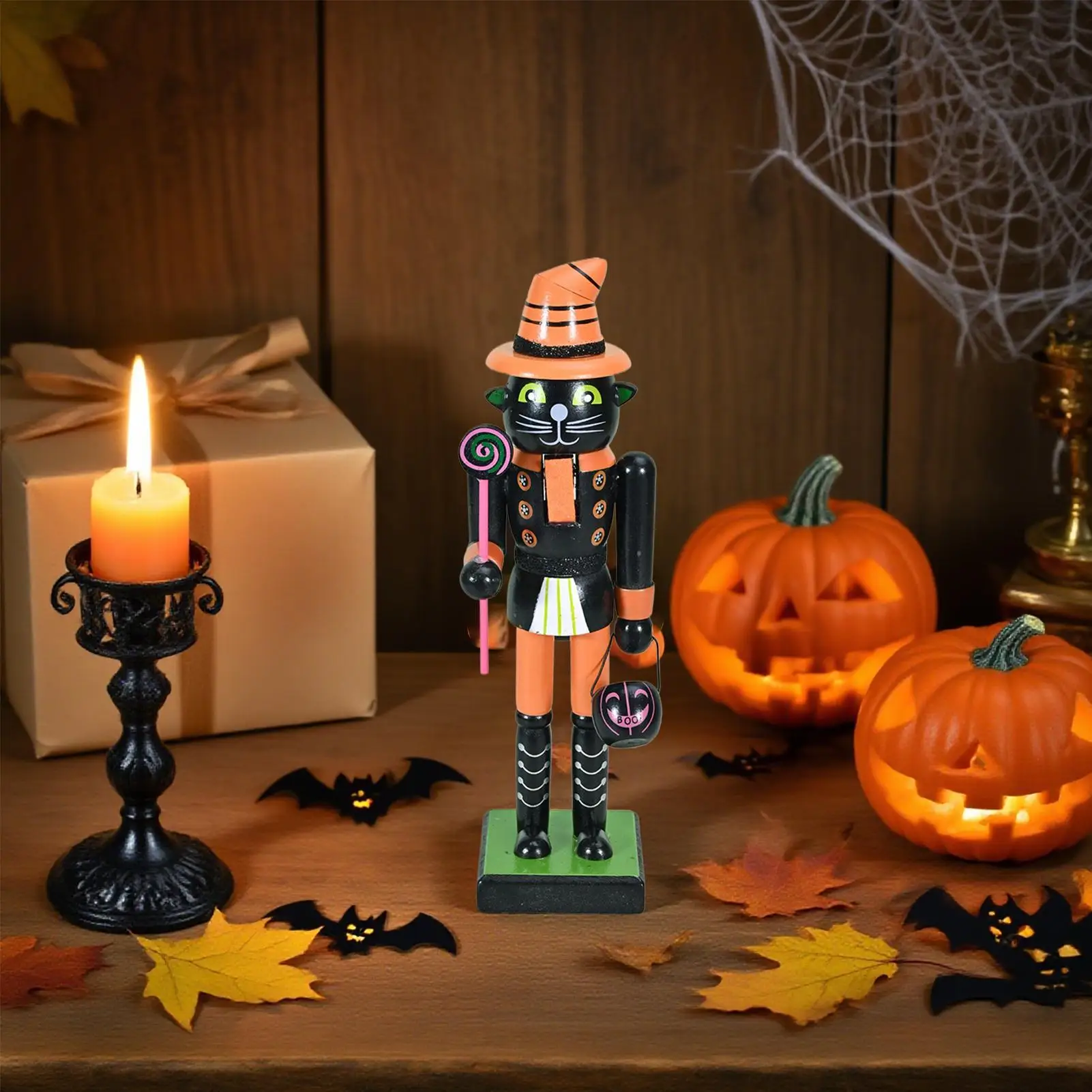 Halloween Nussknacker Statue Holz Nussknacker Figuren Urlaub Dekor Goody Bag Füllstoffe Gruselige Dekor Figur für Home Display Image