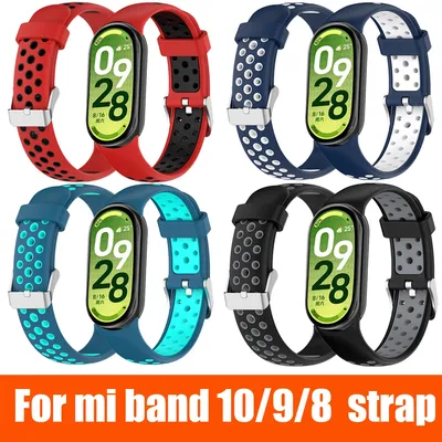 Sport strap For Xiaomi Mi Band10 9 8 strap Two-color Silicone Strap For Miband 9 8 strap Miband 10 Replacement Wristband