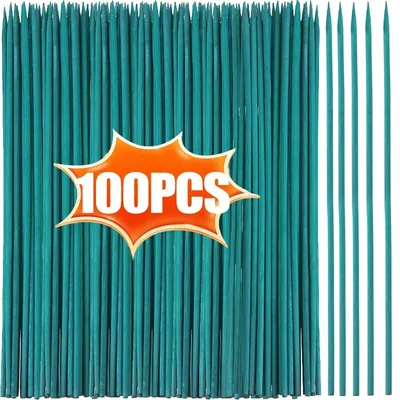 100/20x Plant Stakes Garden Green Single Stem Plant Support Stakes Sticks for Indoor Outdoor Vine Climbing Bracket Gardening