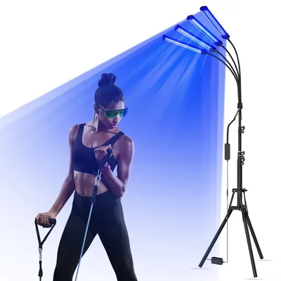 360° Rotation Tanning Solarium Lamp for Whole Body 60W 4-Head 432 LEDS Blue Light Tanning Lamp Wavelength 460nm-490nm Skin Care