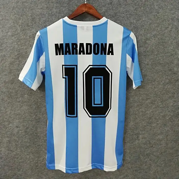 Soccer Jersey - Blue & White Stripes Maradona #10 Legendary Player Tribute Must - Have for Football Fans