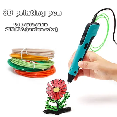 3D Printing Pen Stereocopic Drawing Print Pen With LCD Screen 25M PLA Colors Filaments Christmas Creative Gift 25M Consumables