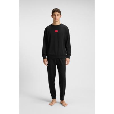 Pyjama HUGO UNDERWEAR, Herren, Gr. XXL (56), schwarz, Jersey, Obermaterial: 95% Baumwolle, 5% Elasthan, unifarben, Basic, bequem lang, Rundhals, Langarm Bündchen, Homewear-Sets, in einer Geschenkbox Image