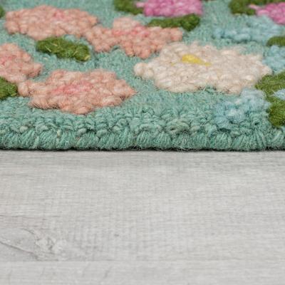 Wollteppich FLAIR RUGS "Emilia Floral", bunt (multi), B:120cm H:9mm L:170cm, Wolle, Teppiche, Hoch-Tief-Struktur Image
