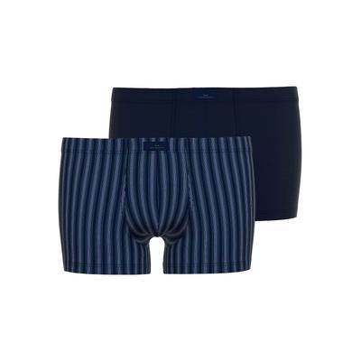 Boxershorts GÖTZBURG "Volos", Herren, Gr. 6 (L), blau (blau, dunkel, ringel), Obermaterial: 95% Baumwolle, 5% Elasthan, körpernah, Unterhosen, mit Muster, Baumwollmix, elastisch Image