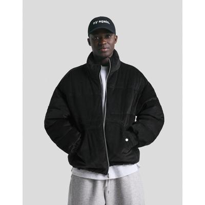 Bershka Corduroy Puffer Jacket Men Xl Black