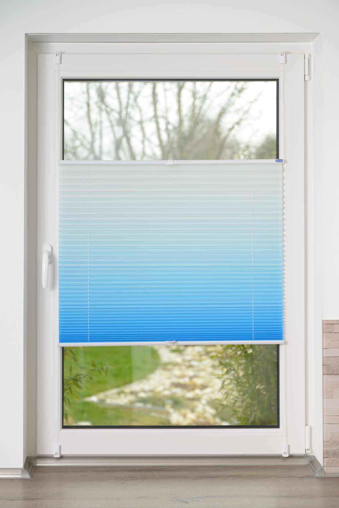Plissee K-HOME "Farbverlauf Sunrise", hellblau, weiß, B:95cm H:210cm, Obermaterial: 100% Polyester, Plissees Image