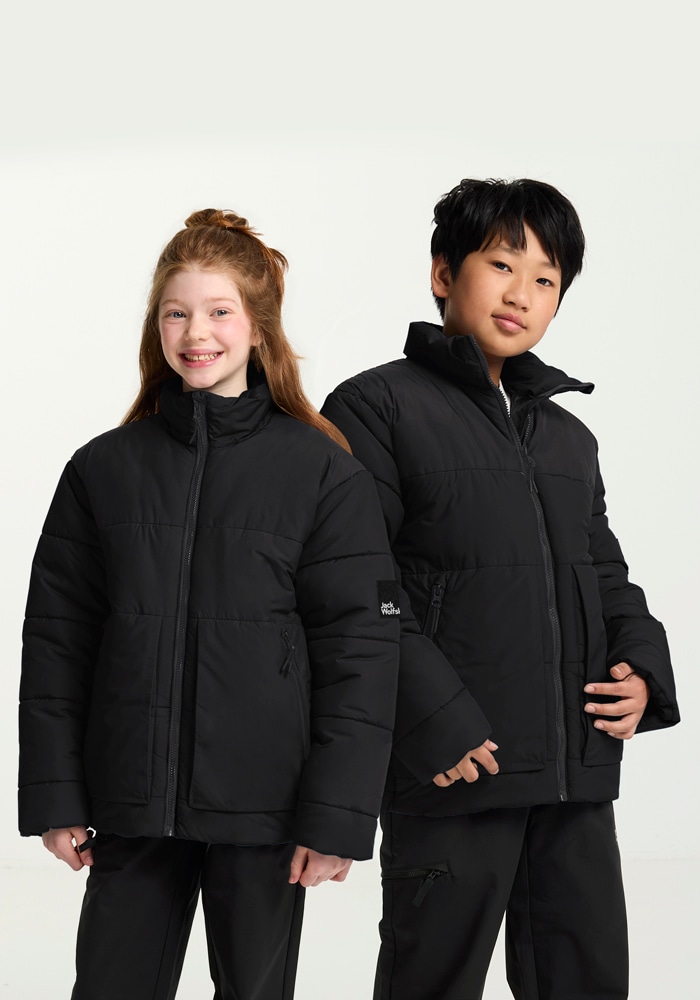 Softshelljacke JACK WOLFSKIN "TEEN NEW INS JKT K", Kinder, Gr. 128, schwarz, Oberstoff: 100% POLYESTER; Kontrastmaterial 1: 100% POLYESTER; Füllung 1: 100% POLYESTER; Futter 1: 100% POLYESTER, Jacken Image