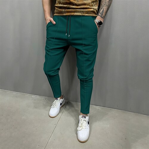 Homme Joggings Pantalon Jogger Pantalons Cordon de serrage Avec Poches Taille Élastique Uni Confort Quotidien Sport en Plein Air Mode Occasionnel Blanche Kaki clair Micro-Élastique