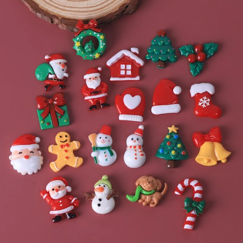 5 pièces Mini arbre de noël père noël bâton de marche bonhomme de neige modèle artisanat Miniatures bricolage pendentif décor à la maison résine poupée accessoires