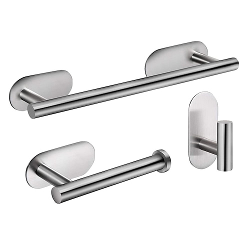 Badezimmer-Hardware-Sets, selbstklebende, an der Wand befestigte Handtuchhalter aus Edelstahl 304/Toilettenpapierhalter/Kleiderhaken für Badezimmer Image