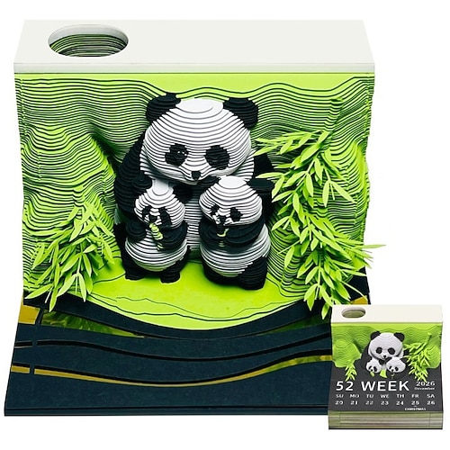 3D-Kalender 2026, kreativer Schreibtisch-Zeitmesserkalender, 3D-Notizblock-Kalender 2026, Tischkalender, Kunstkalender-Skulptur, DIY-Papierschnitzkunst, Haftnotiz, Schreibtisch-Dekoration, Geschenk Image