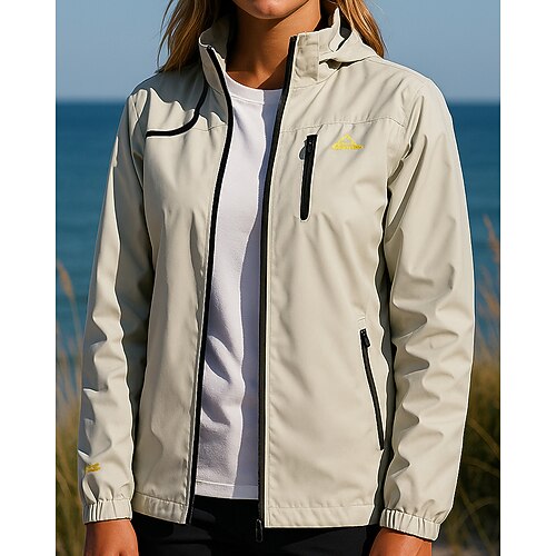 Damen Windjacke Softshelljacke Wanderjacke Außen Wasserdicht Atmungsaktiv Wanderoutfits Wanderbekleidung Frühling Herbst Oberteil Angeln Camping / Wandern / Höhlenforschung Laufen Einfarbig Weiß Rosa Image