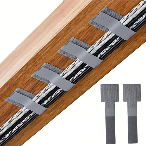 50 Stück selbstklebende Hochleistungs-Kabelbinder mit Klettverschluss – Schwarz, Grau weißer, vielseitiger Schreibtisch Kabelmanagementgurte fürs Büro, Nylon-Organizer Image