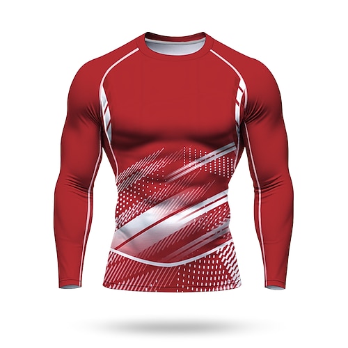 Herren Unisex Geometrisch Abstrakt Lauf-T-Shirt Sportshirt Fitnessshirt Trainingsshirt Trainingshemd Langarm T-Shirt Sommer Frühling Herbst Winter UPF 50 UV-beständig LSF 50 Weich Geländerad Image