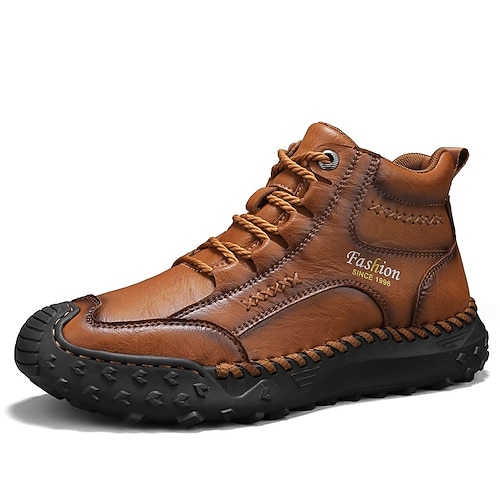 Braune Freizeit-Wanderschuhe für Herren, bequeme Schnür-Outdoor-Wanderschuhe mit rutschfester Gummisohle für Reisen, Arbeit und Alltag Image