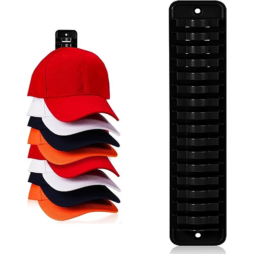 Hut-Organizer für Baseballkappen, 1 Packung Hutständer mit selbstklebenden Huthaken für die Wand, für bis zu 16 Hüte, 26,9 x 5,3 cm Hutaufbewahrung, Hutaufhängerhalter für Tür und Schrank, zum Patent Image