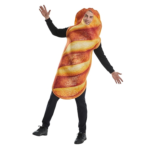 Baguettebrot Halloween Cosplay Kostüm Lustige Kostüme Karnevalskostüm Einteiler Cosplay Lustiges Kostüm Erwachsene Herren Damen Maskerade Karneval Halloween Maskerade Einfache Halloween-Kostüme