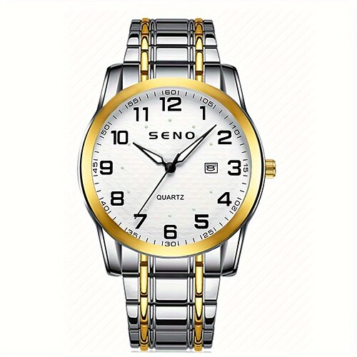 eine neue Herren-Business-Quarzuhr der Marke Seno mit Stahlband und IPX7-Wasserbeständigkeit, leuchtendem Kalender, modischer und trendiger Alltags- und Reiseuhr, lässig, schlicht und sportlich, eine Image