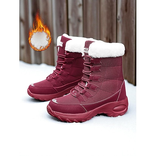 Warme Damen-Schneestiefel mit Kunstfellfutter – wasserdichte, rutschfeste Winterschuhe für Schnee und kaltes Wetter im Freien Image
