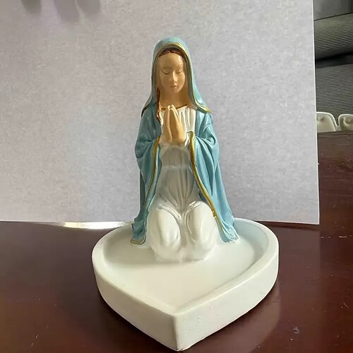 Rosenkranzhalter der Jungfrau Maria und Jesus, heilige katholische Skulptur, religiöse gesegnete Statue, religiöses Geschenk, geeignet für Schlafzimmer, Wohnzimmer, Büro, Schreibtischdekoration Image