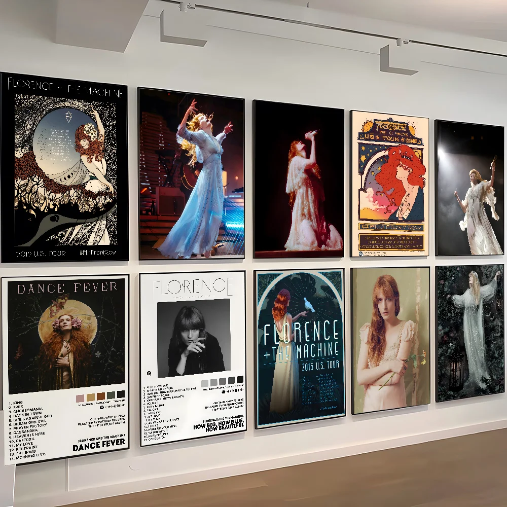 Pop Singer Florence And The Machine Musik Poster Selbstklebende Kunst Wasserdichter Papieraufkleber Kaffeehaus Bar Zimmer Wanddekoration