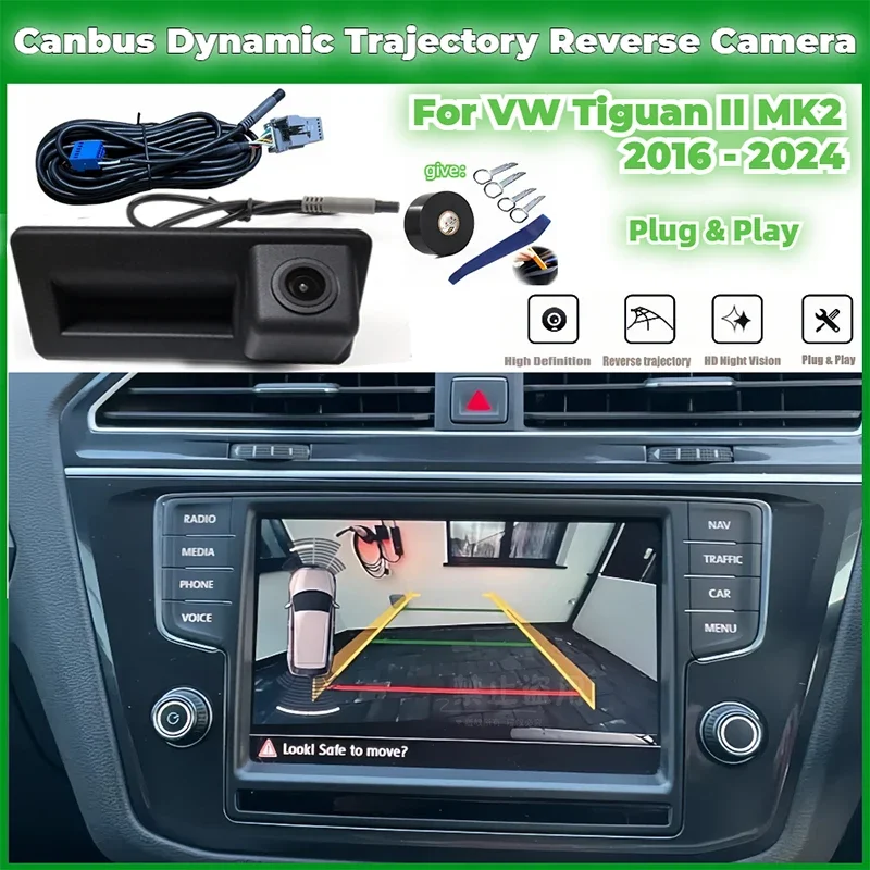 Auto Canbus Dynamische Flugbahn Reverse Kamera Für VW Tiguan II MK2 2016-2024 Parkplatz Hinten backup Kamera MIB Einheit stecker und Spielen Image