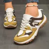 Modische grau-gelbe Mischungsfarbe, rutschfeste Wanderschuhe für Damen, 2025, Herbst, atmungsaktive Schnür-Turnschuhe, bequeme Sportschuhe mit weicher Sohle