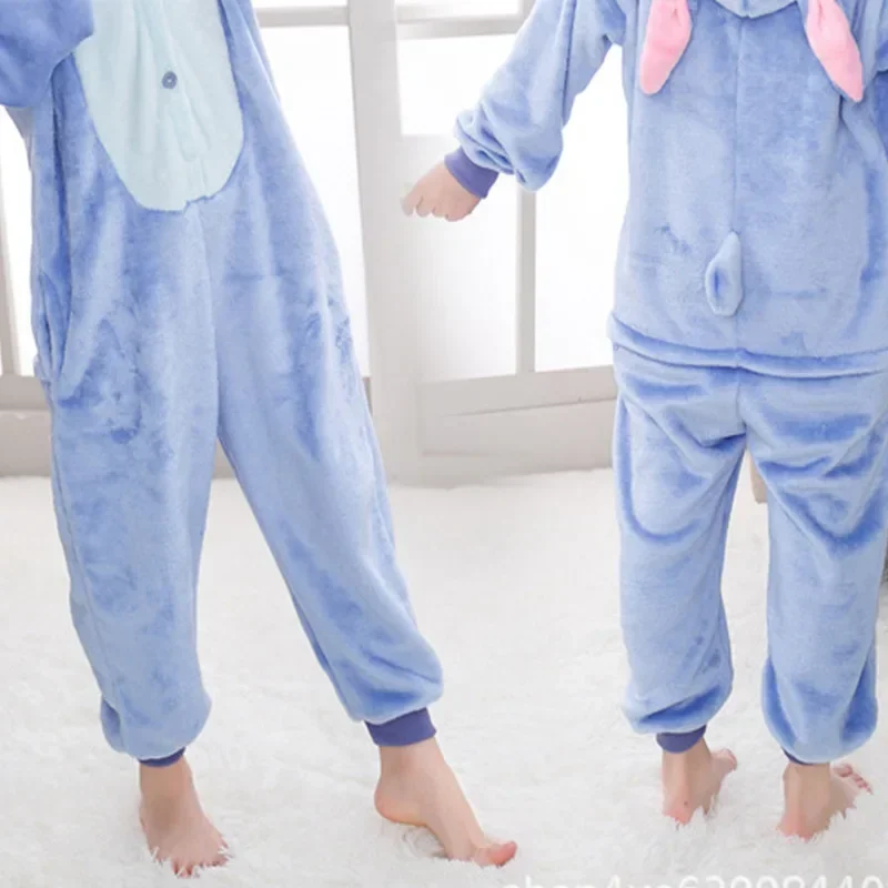 New Stitch Blue Angel Cartoon Tier einteiliger Pyjama Waschlappen Material Urlaubskostüm Image