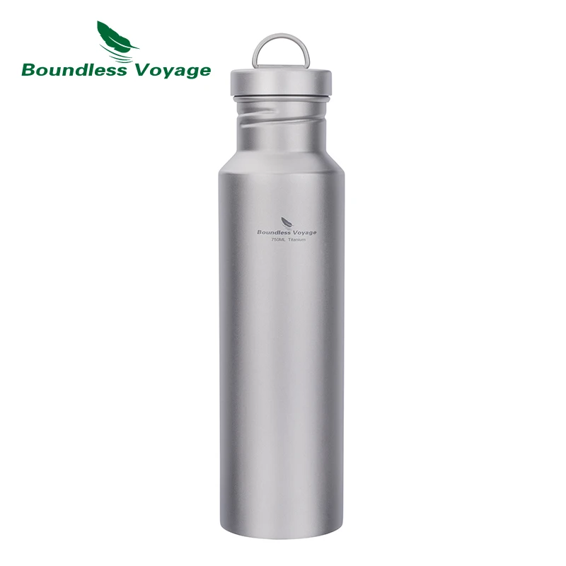Boundless Voyage Titan-Wasserflasche mit Titan-Deckel, Outdoor-Camping, Radfahren, Wandern, Geschirr, Trinkgeschirr, 25,6 Unzen/750 ml Image