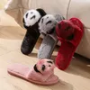 Flauschige Panda Damen Hausschuhe Herbst Winter Plüsch Luxus Designer Frau Schuhe Wohnungen Indoor Casual Fuzzy Pelz Rutschen Elegant