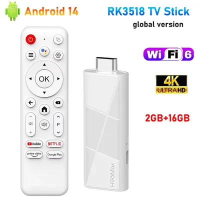 Android TV Stick H96 MAX RK3518 Smart TV Stick Quad Core BT 5.4 Wifi 6 Support 4K HDR Voice Remote Media Player TV Stick
