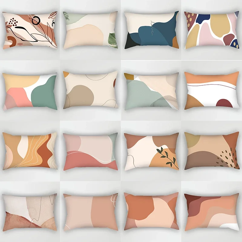 30x50cm 40x60cm 50 x70cmgeometrische Kissen bezug Wohnkultur Kissen bezug abstrakte Blätter Pflanze Patchwork Regenbogen Polyester Image