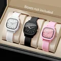 3 Teile/satz Frauen Mode Arabische Ziffer Zifferblatt Quarz Uhren Damen Silikon Armband Uhr Mädchen Uhr Reloj Mujer (Ohne Box)