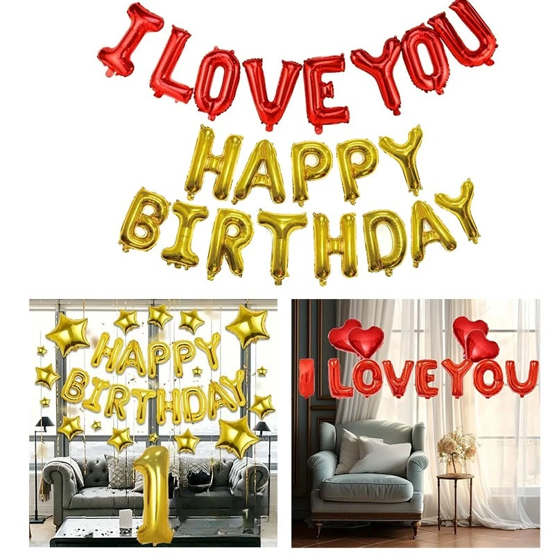 16-Zoll-Folienballons-Set: Geburtstagstag „I Love You Marry Me“, Partydekoration, Aluminiumfolie, Hintergrundzubehör Image