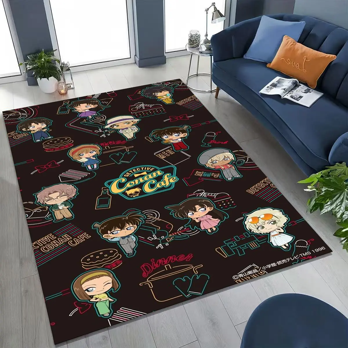Retro Anime Detektiv Conan Cartoon Teppich für Schlafzimmer Wohnzimmer Sofa Home Fußmatte Dekor, Kinder spielen rutschfeste Bodenmatte Geschenk Image