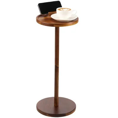 Round Side Table Small Drink Table for Small Spaces Modern Accent Nightstand with Solid Wood Leg for Living Room Bedroom