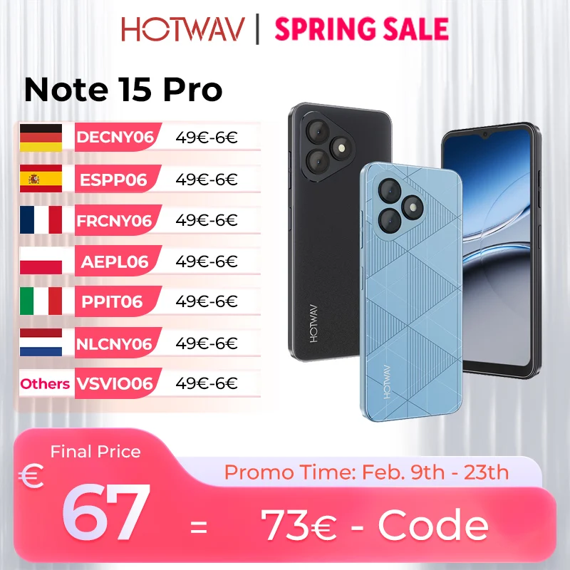 HOTWAV Note 15 Pro Ultradünnes Smartphone 6,6'' HD+ Display Android 14 5160mAh Mobiltelefon 12(4+8)GB+128GB 13MP Mobiltelefon Image