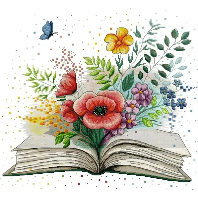 Spring in a Book Floral Pattern Cross Stitch Kit Aida 14CT 16CT 11CT Counted Stamped Canvas Fabric Embroidery Sewing Accessories