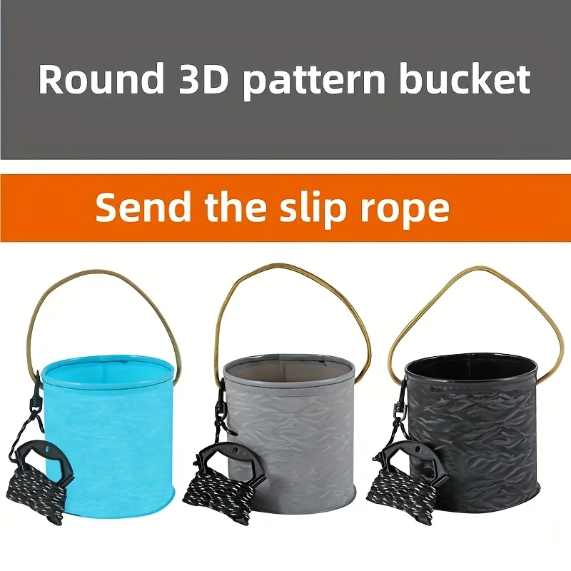 Zusammenklappbarer Angeleimer, tragbarer Fischeimer, EVA-Wasserbehälter mit Seil für Outdoor-Camping, Wandern, Angeln, Autowäsche Image
