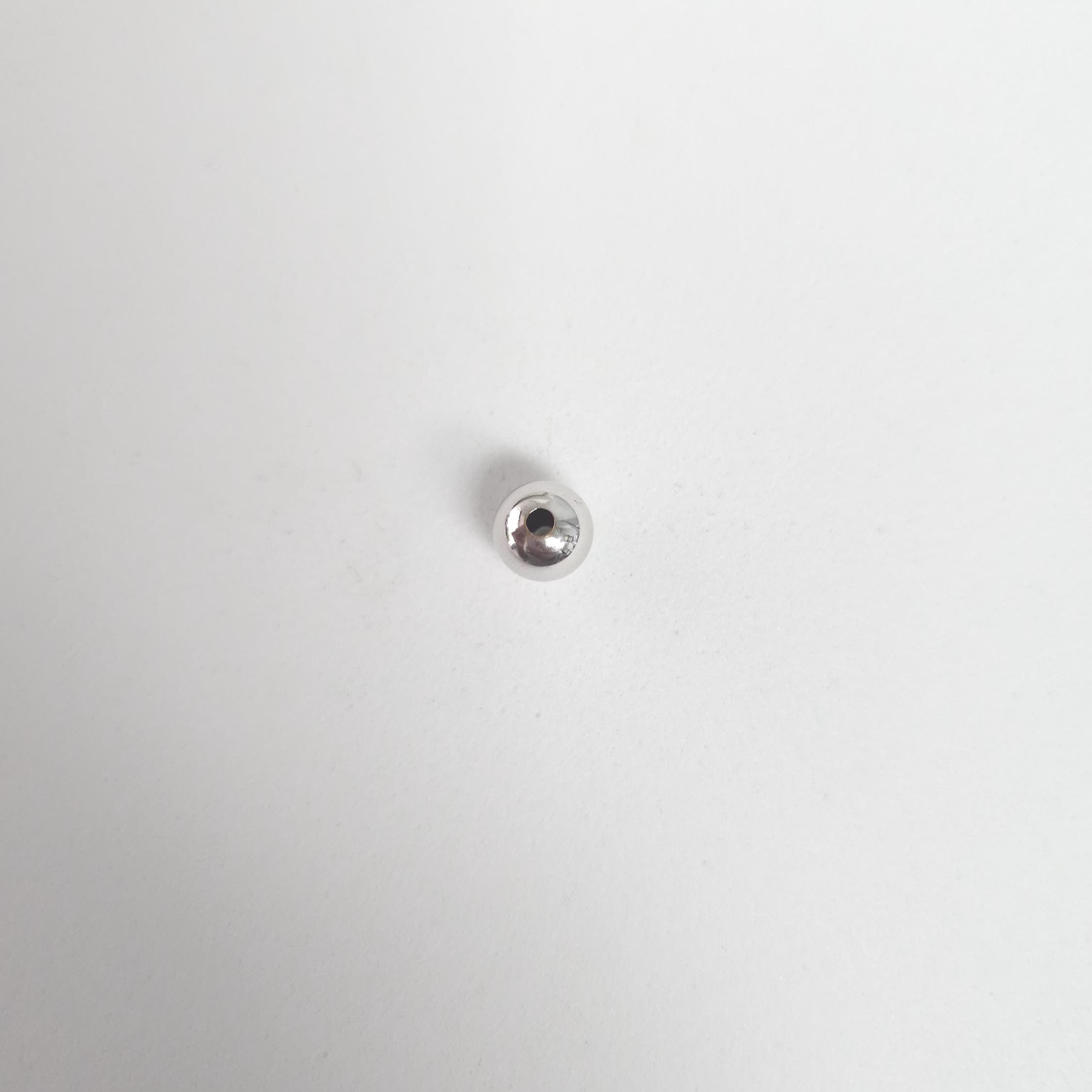 Perline rotonde lucidate in oro bianco 14k da 7 mm / Perline sciolte / Perline artigianali / Aggiungi una perlina / Perline con foro da 1 mm / Oro ver