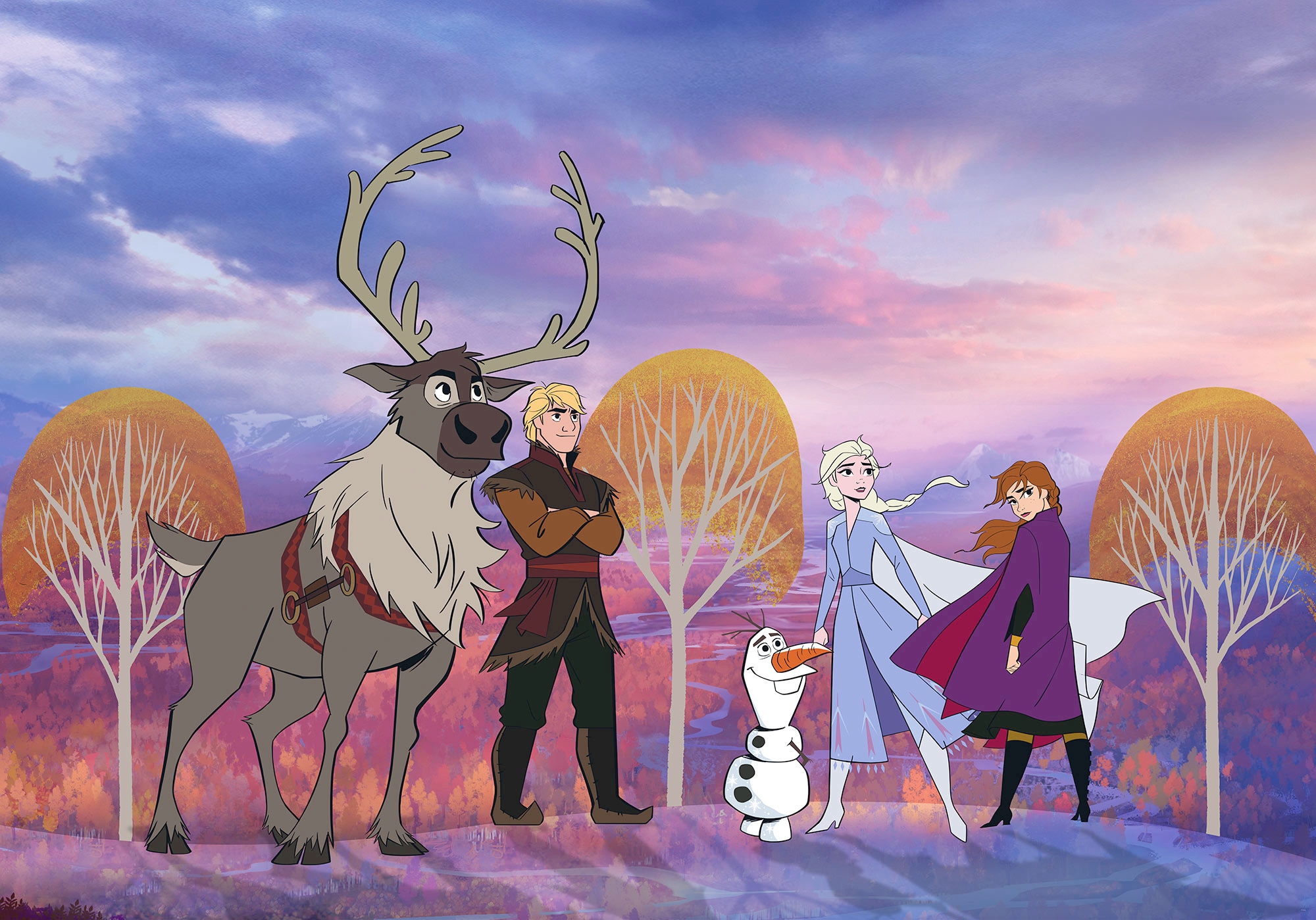 Vliestapete KOMAR "Digitaldruck Vlies - Frozen Autumn Forest - Größe 400 x 280 cm", bunt, B:400m L:280m, Vlies, Tapeten, Kinderzimmer Image